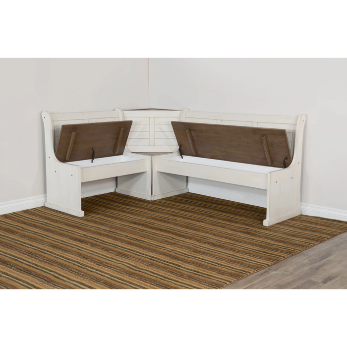 Sunny Designs Wood Breakfast Nook Dining Set Marble White and Buck Skin - Bed & Sofa Hub