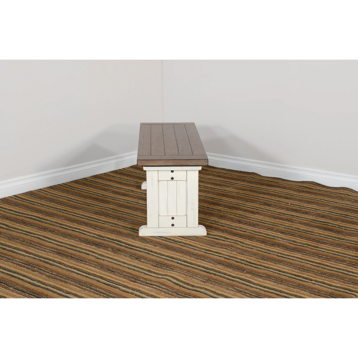 Sunny Designs Wood Side Bench Marble White and Buck Skin - Bed & Sofa Hub