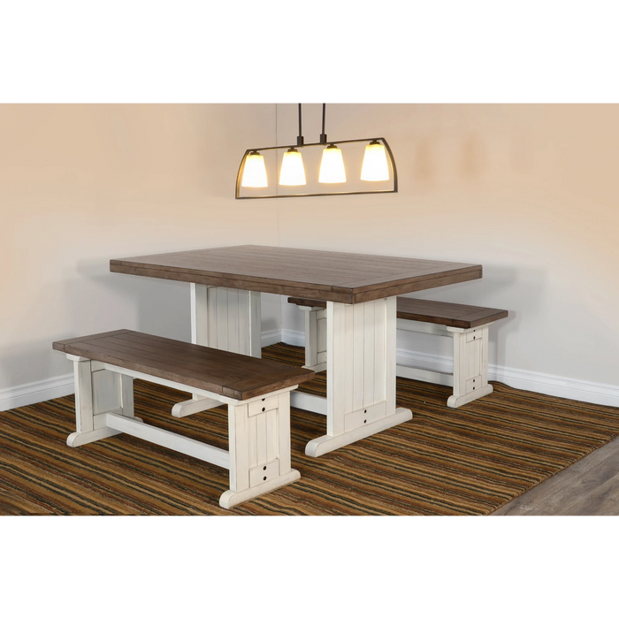 Sunny Designs Wood Side Bench Marble White and Buck Skin - Bed & Sofa Hub