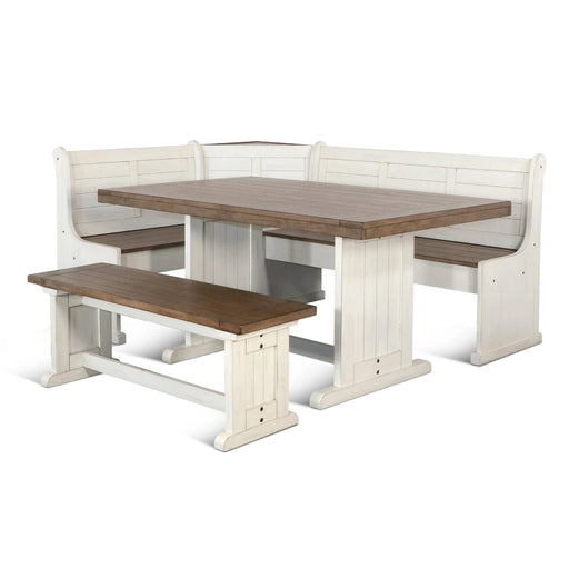 Sunny Designs Wood Breakfast Nook Dining Set Marble White and Buck Skin - Bed & Sofa Hub