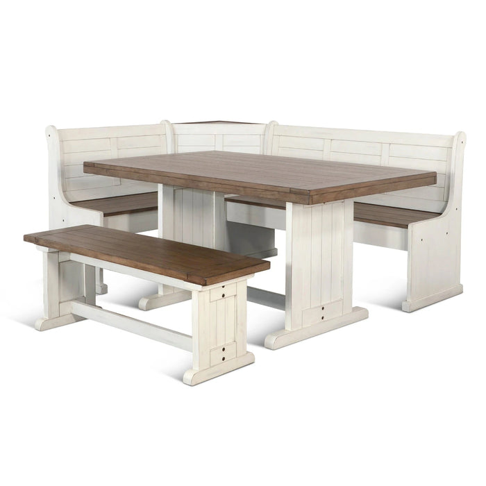 Sunny Designs Wood Breakfast Nook Dining Set Marble White and Buck Skin - Bed & Sofa Hub