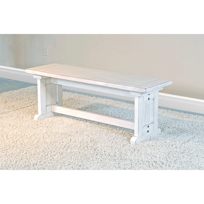 Sunny Designs Wood Side Bench Marble White - Bed & Sofa Hub