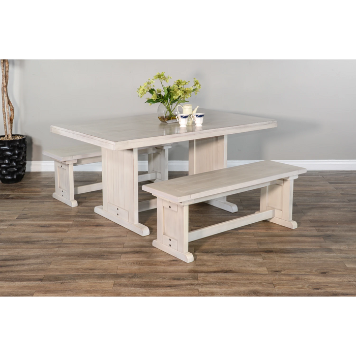 Sunny Designs Rectangular Wood Dining Table Marble White - Bed & Sofa Hub