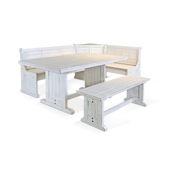 Sunny Designs Wood Side Bench Marble White - Bed & Sofa Hub