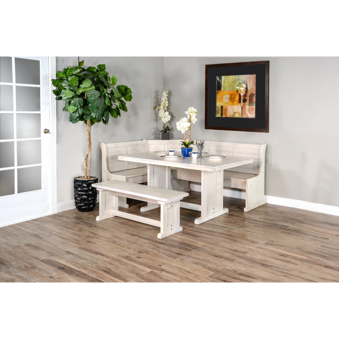 Sunny Designs Wood Side Bench Marble White - Bed & Sofa Hub