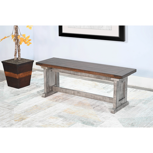 Sunny Designs Wood Side Bench Tobacco Leaf and Alpine Grey - Bed & Sofa Hub