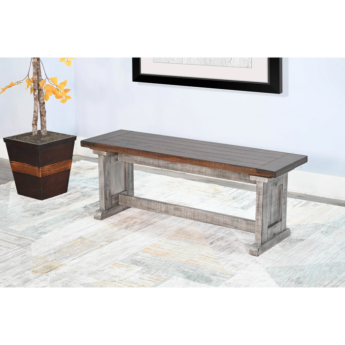 Sunny Designs Wood Side Bench Tobacco Leaf and Alpine Grey - Bed & Sofa Hub