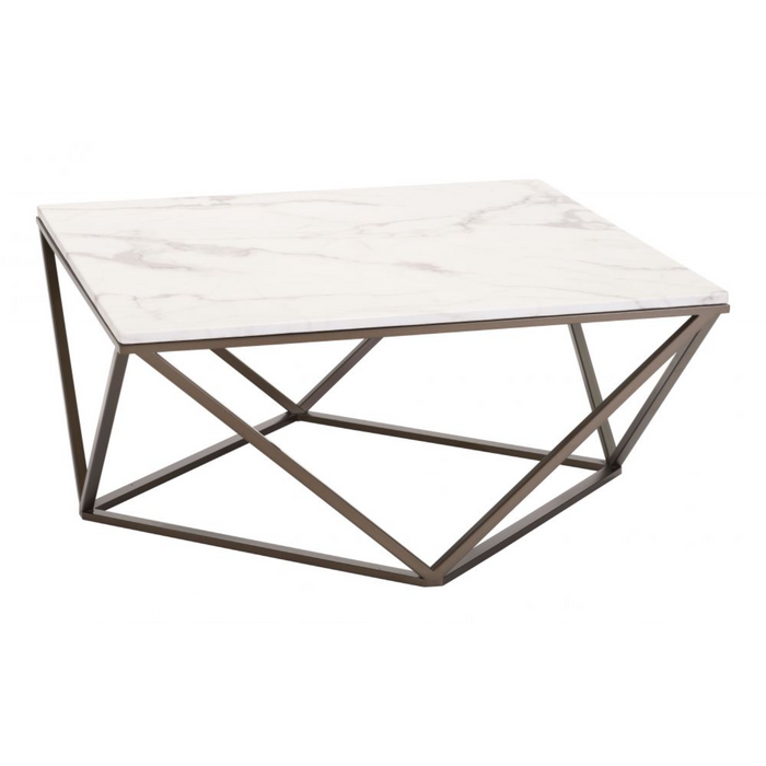 Zuo Tintern Coffee Table White & Antique Bronze - Bed & Sofa Hub