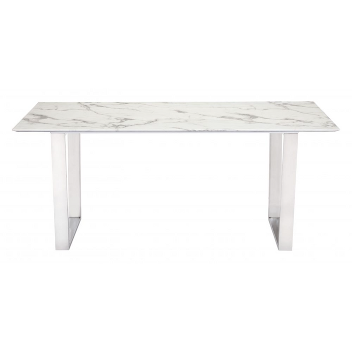 Zuo Atlas Dining Table White & Silver - Bed & Sofa Hub