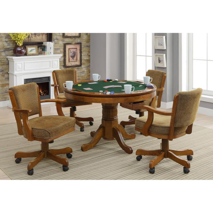 Coaster Mitchell 5-piece 3-in-1 Game Table and Dining Room Set Amber - Bed & Sofa Hub