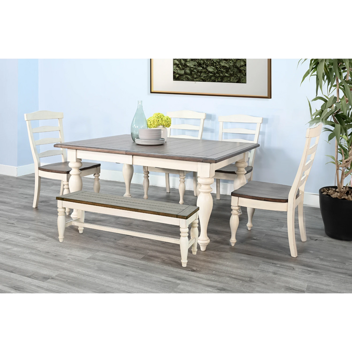 Sunny Designs Pasadena Rectangular Extension Dining Table Marble White / Buckskin - Bed & Sofa Hub