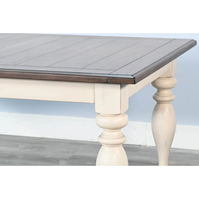 Sunny Designs Pasadena Rectangular Extension Dining Table Marble White / Buckskin - Bed & Sofa Hub