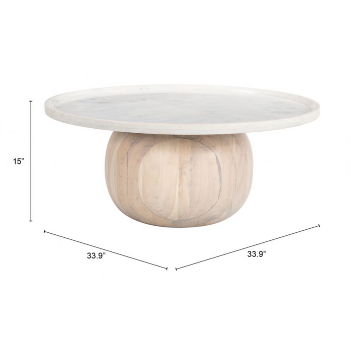 Zuo Savona Coffee Table White & Natural - Bed & Sofa Hub