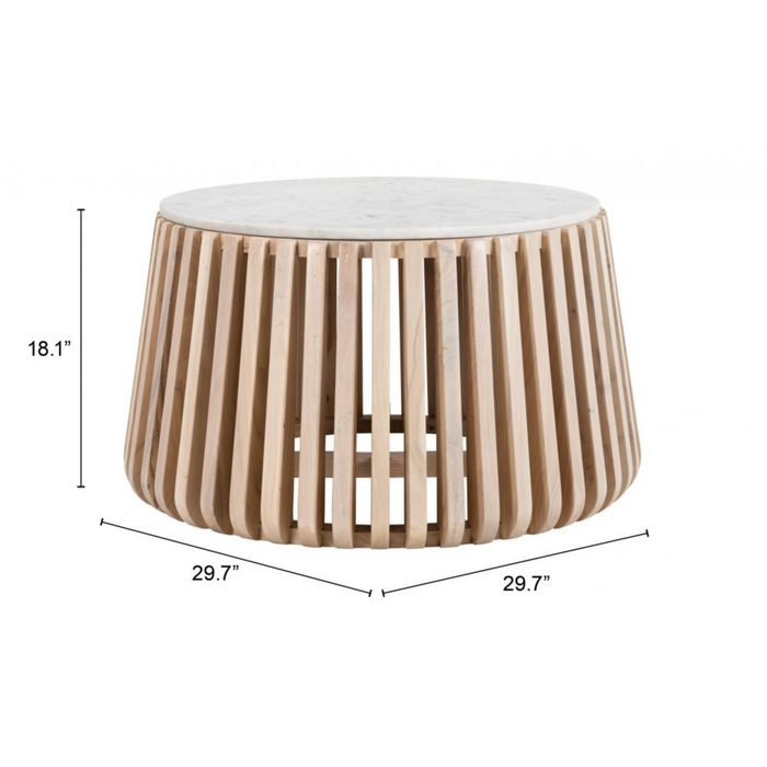 Zuo Cyprus Coffee Table White & Natural - Bed & Sofa Hub