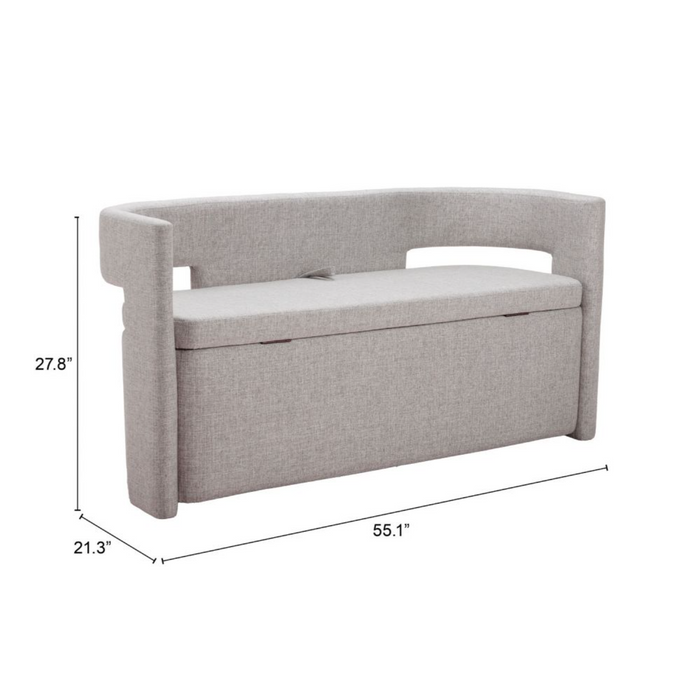 Zuo Papua Storage Bench Gray - Bed & Sofa Hub