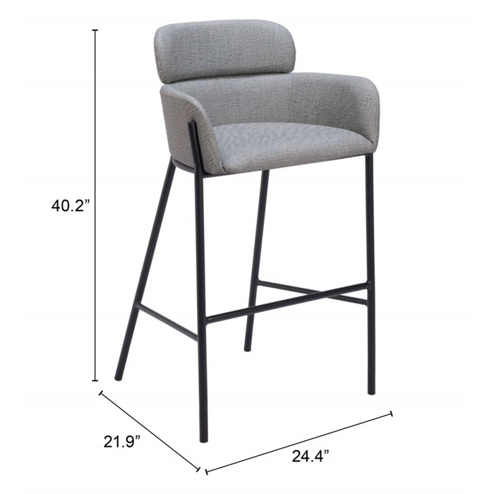 Zuo Bremor Barstool Slate Gray - Bed & Sofa Hub