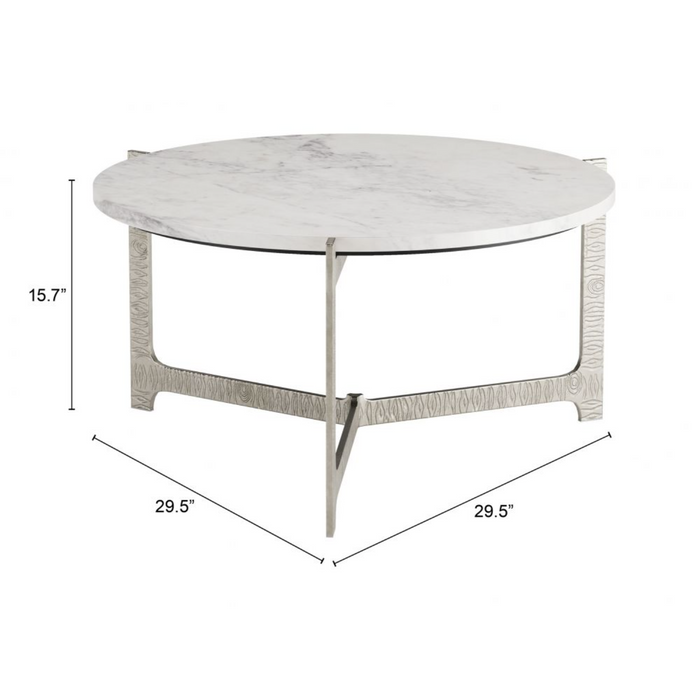 Zuo Barmas Coffee Table White & Silver - Bed & Sofa Hub