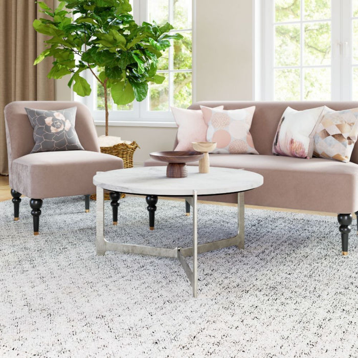 Zuo Barmas Coffee Table White & Silver - Bed & Sofa Hub