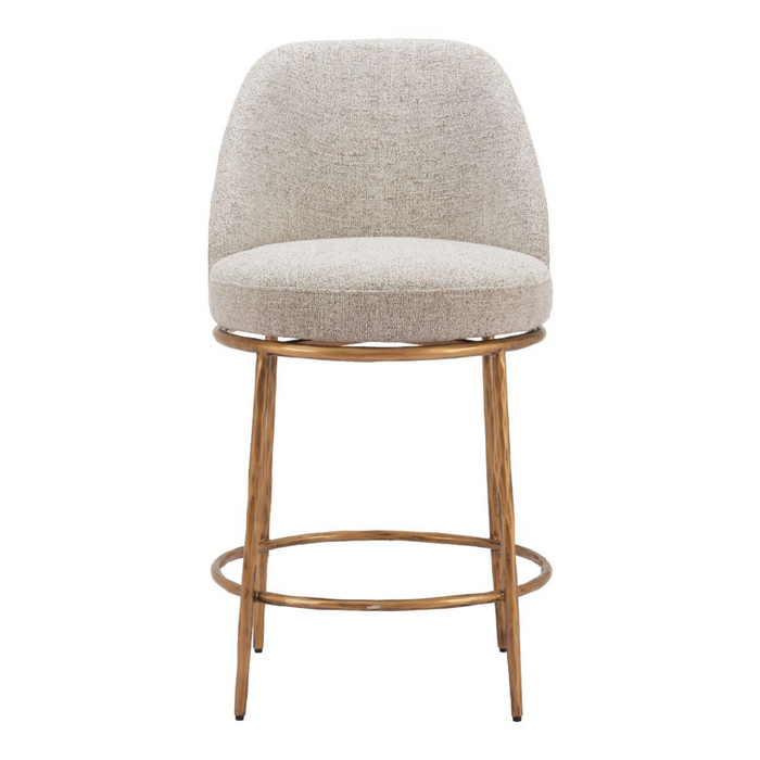 Zuo Nordhavn Swivel Counter Stool Beige & Gold - Bed & Sofa Hub