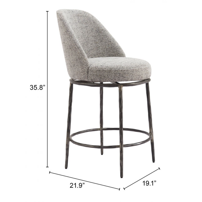 Zuo Nordhavn Swivel Counter Stool Gray - Bed & Sofa Hub
