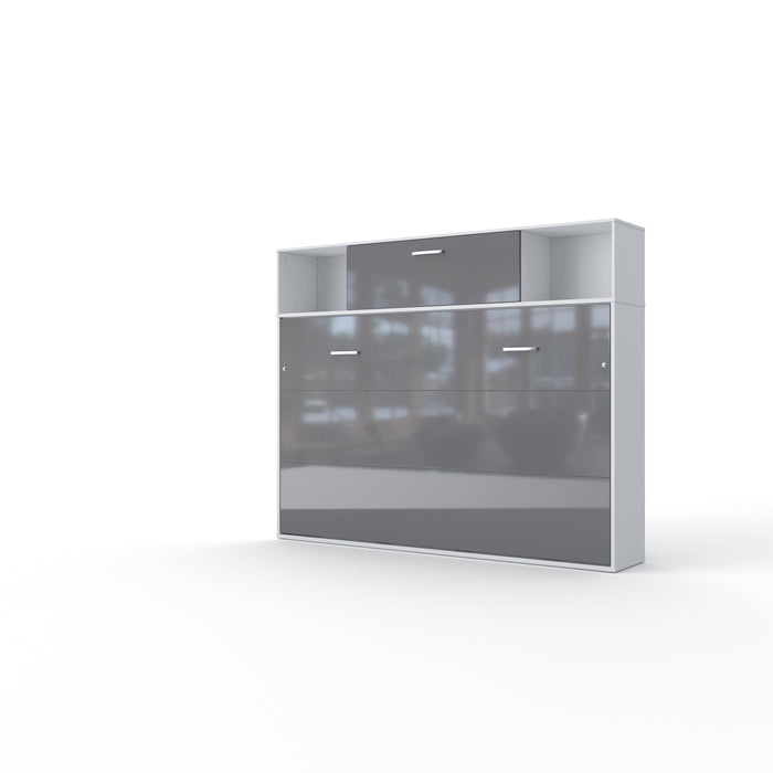 Maxima House Horizontal Murphy Bed Invento, European Full Size with a cabinet on top, mattress included IN120H-13W - Bed & Sofa Hub