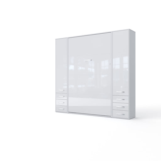 Maxima House Invento Vertical Wall Bed, European Full XL Size with 2 cabinets IN140V-07W - Bed & Sofa Hub