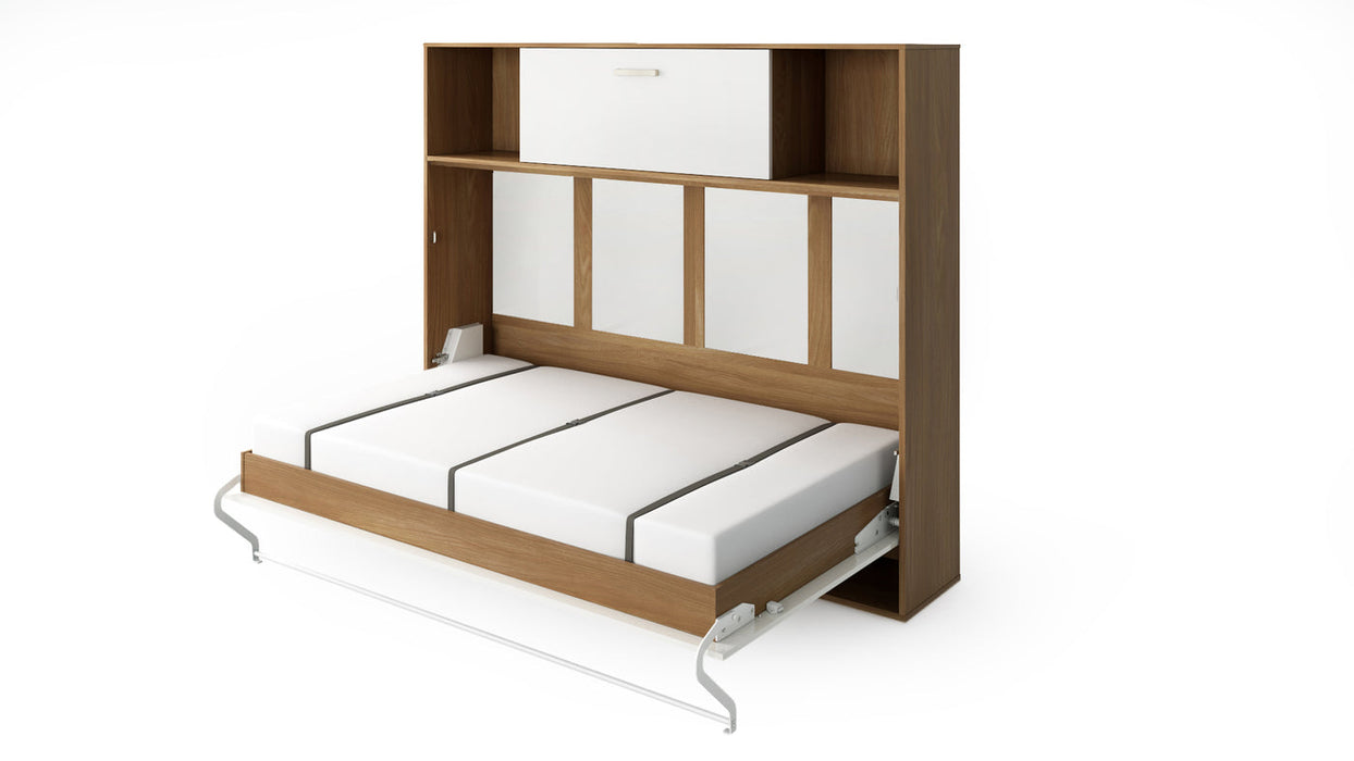 Maxima House Horizontal Murphy Bed Invento, European Full Size with a cabinet on top, mattress included IN120H-13W - Bed & Sofa Hub