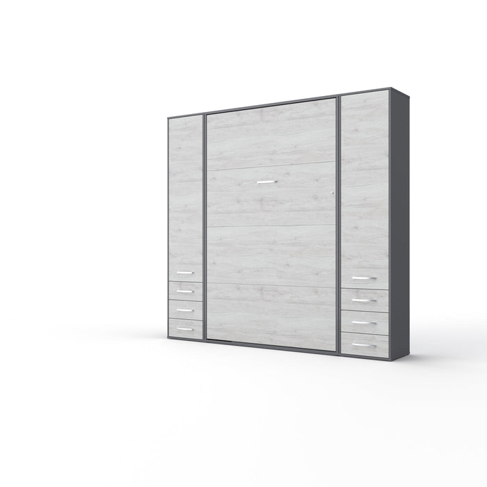 Maxima House Murphy Bed Vertical Invento, European Queen Size with mattress and 2 cabinets IN160V-07W - Bed & Sofa Hub