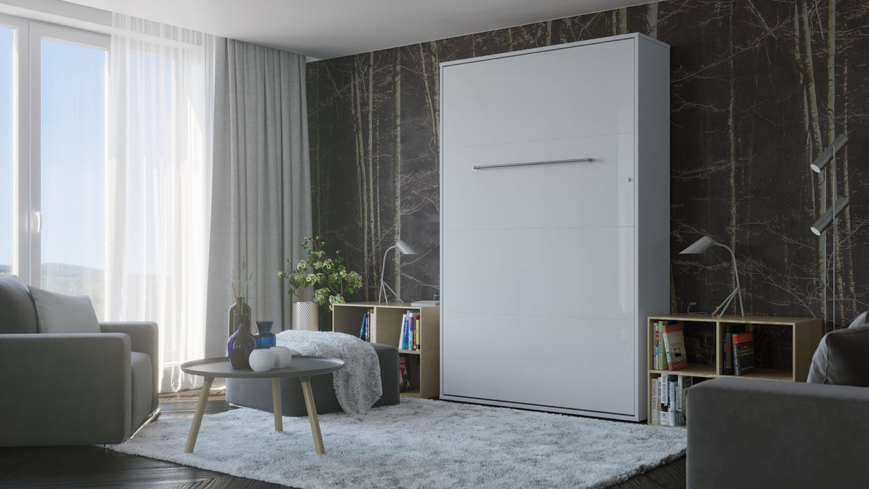 Maxima House Vertical Murphy bed Invento European FULL size with mattress and LED included IN-02WLED - Bed & Sofa Hub