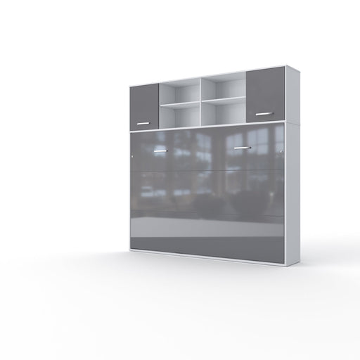 Maxima House Invento Horizontal Wall Bed, European Full Size with a cabinet on top IN120H-12W - Bed & Sofa Hub