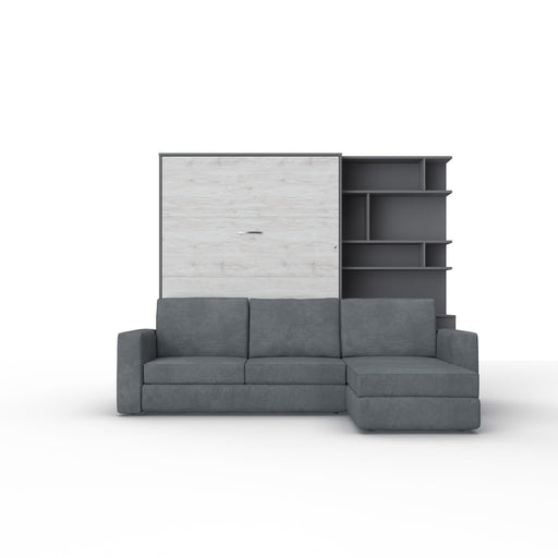 Maxima House Murphy Bed Full XL Vertical with Sectional Sofa and Bookcase Invento IN001/17GW-LG - Bed & Sofa Hub