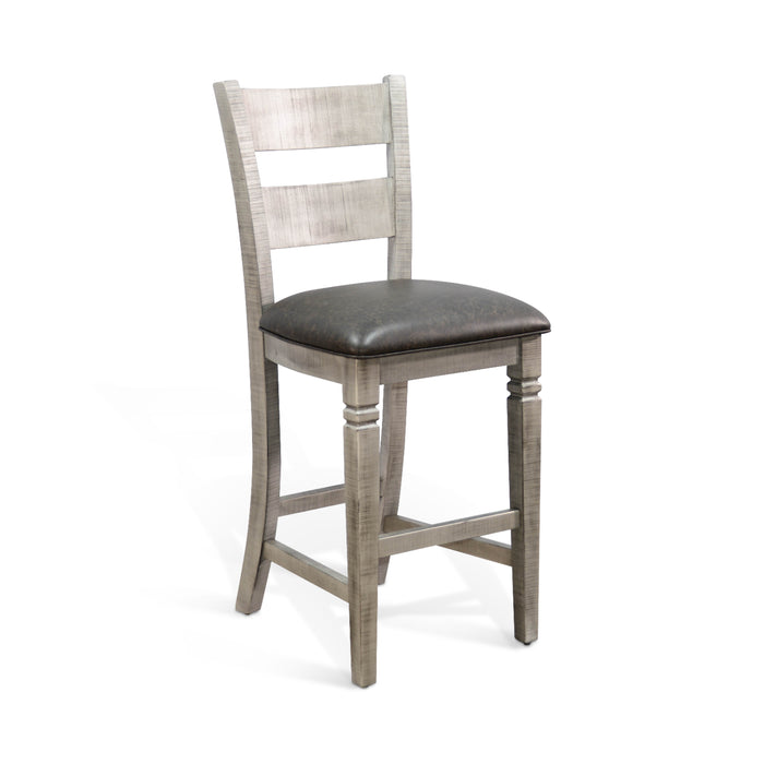 Sunny Designs Bar Ladderback Barstool, Cushion Seat Alpine Grey - Bed & Sofa Hub