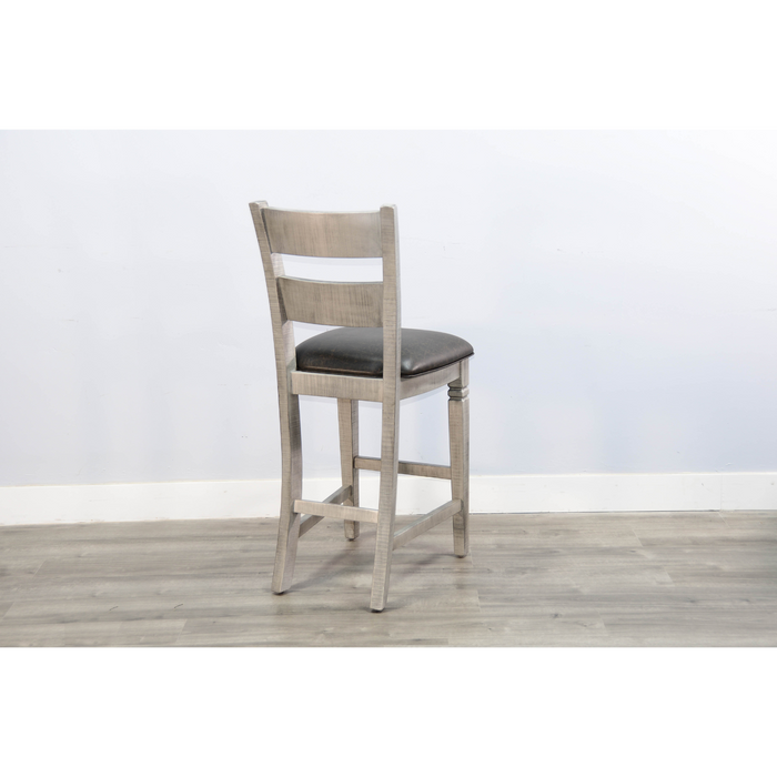 Sunny Designs Bar Ladderback Barstool, Cushion Seat Alpine Grey - Bed & Sofa Hub