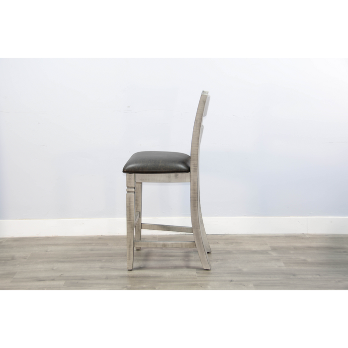 Sunny Designs Bar Ladderback Barstool, Cushion Seat Alpine Grey - Bed & Sofa Hub