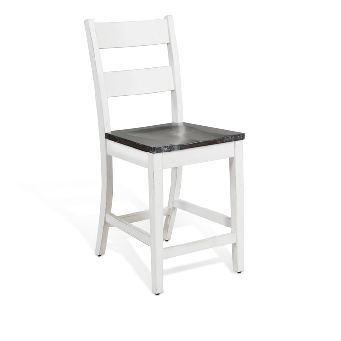 Sunny Designs Counter Ladderback Barstool, Wood Seat European Cottage - Bed & Sofa Hub