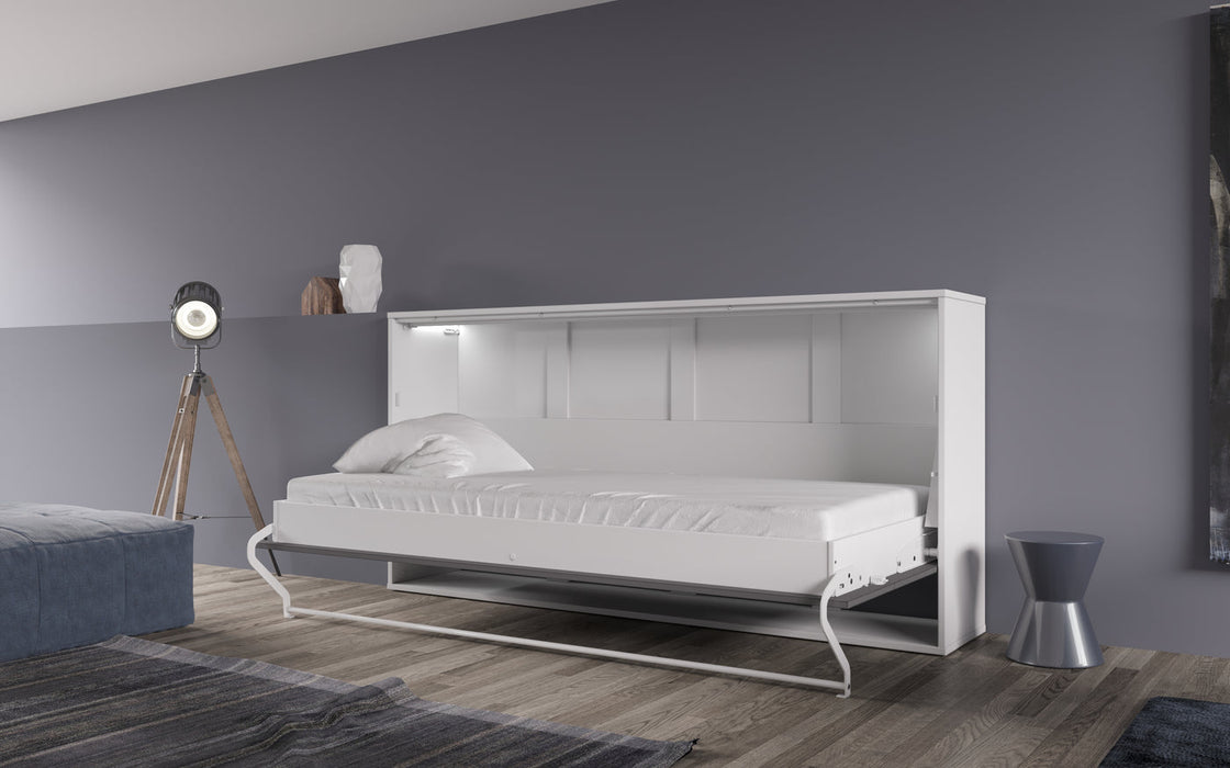 Maxima House European Horizontal TWIN size Murphy Bed INVENTO with mattress and LED IN-06WLED - Bed & Sofa Hub