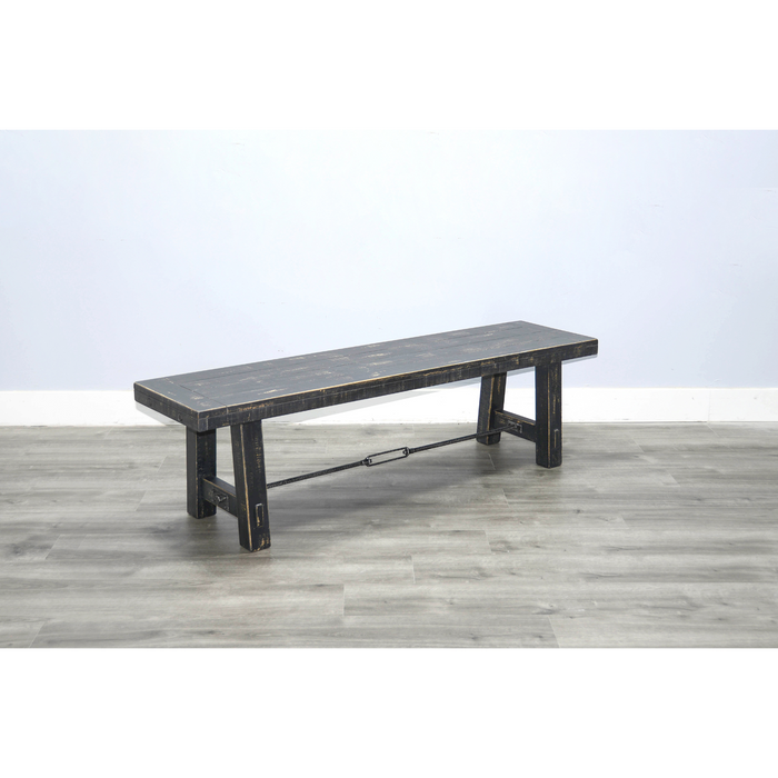 Sunny Designs 64" Black Sand Bench with Turnbuckle, Wood Seat Black Sand - Bed & Sofa Hub