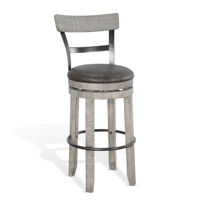 Sunny Designs Bar Swivel Barstool, Cushion Seat Alpine Grey - Bed & Sofa Hub