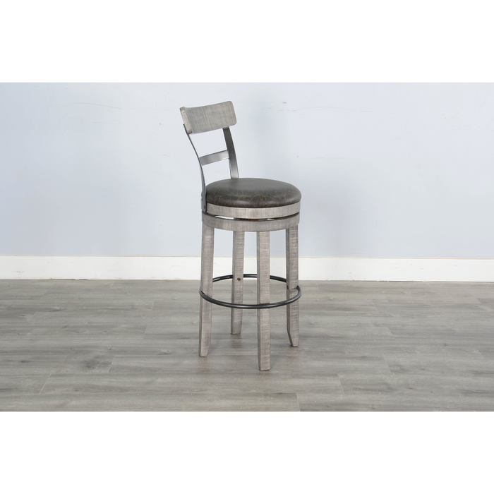 Sunny Designs Bar Swivel Barstool, Cushion Seat Alpine Grey - Bed & Sofa Hub