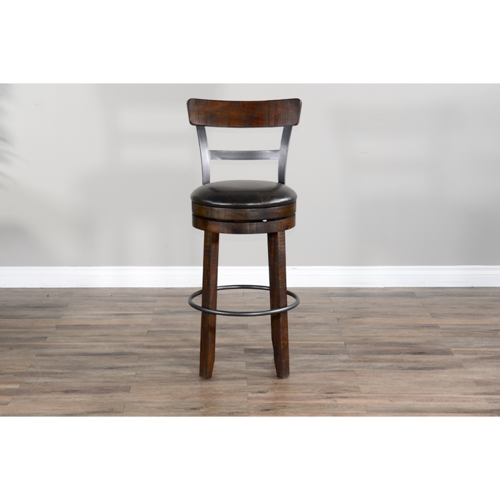 Sunny Designs Bar Bartool with Back & Swivel, Cushion Seat Tobacco Leaf - Bed & Sofa Hub