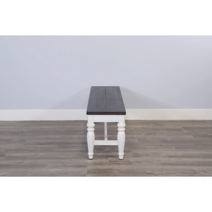 Sunny Designs White Bench with Wood Seat European Cottage - Bed & Sofa Hub