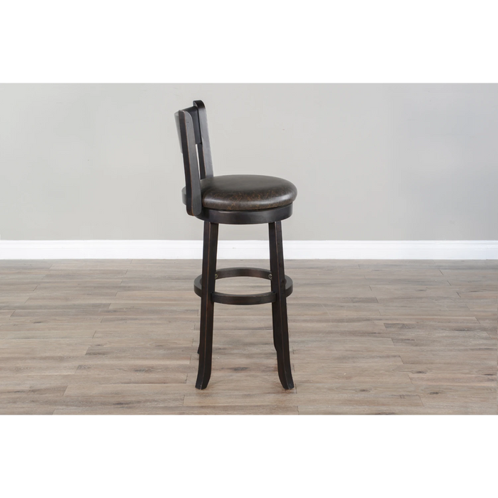 Sunny Designs Bar Swivel Barstool, Cushion Seat & Back Black Walnut - Bed & Sofa Hub
