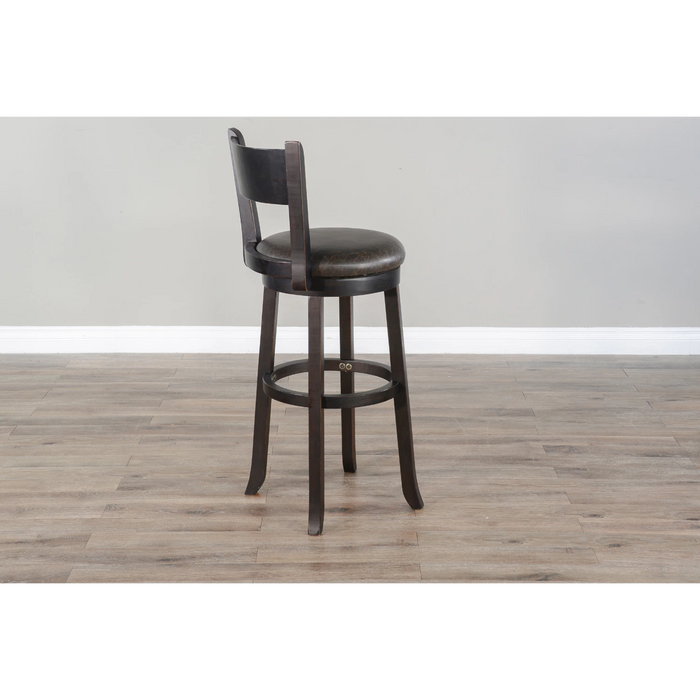 Sunny Designs Bar Swivel Barstool, Cushion Seat & Back Black Walnut - Bed & Sofa Hub