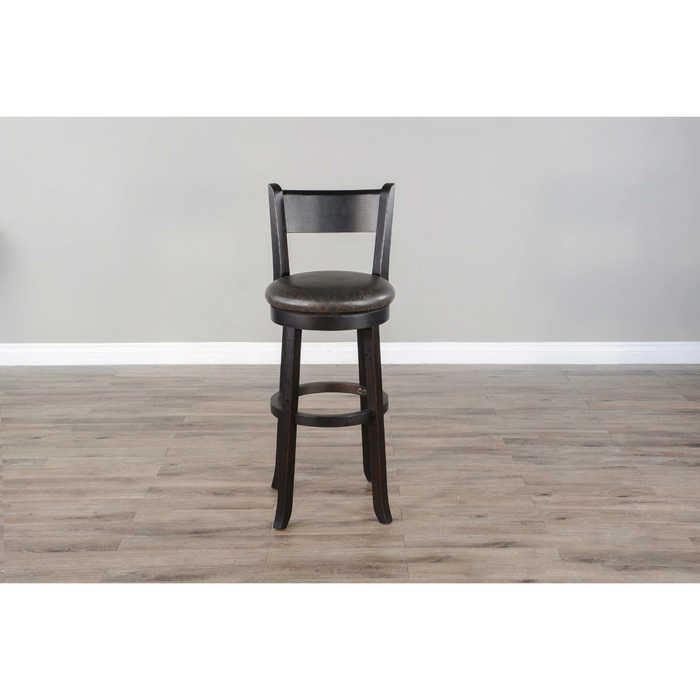 Sunny Designs Bar Swivel Barstool, Cushion Seat & Back Black Walnut - Bed & Sofa Hub