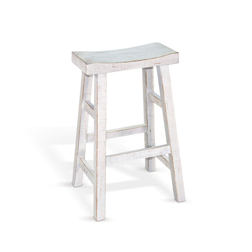 Sunny Designs White Sand Bar Saddle Seat Stool, Wood Seat White Sand - Bed & Sofa Hub