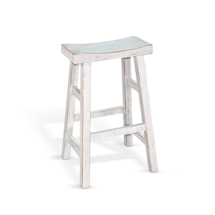 Sunny Designs White Sand Bar Saddle Seat Stool, Wood Seat White Sand - Bed & Sofa Hub