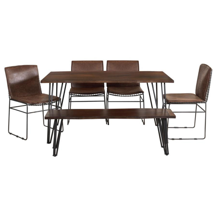 Coaster Topeka 6-piece Rectangular Dining Room Table Set Mango Cocoa - Bed & Sofa Hub