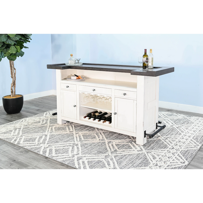 Sunny Designs 78" Farmhouse Wood Home Bar European Cottage - Bed & Sofa Hub