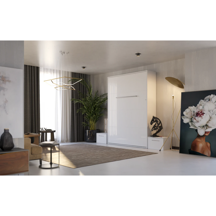 Maxima House Vertical Murphy Bed Invento European Full Xl with Mattress and Led Included - Bed & Sofa Hub