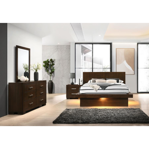 Coaster Jessica 4-piece LED Bedroom Set Cappuccino - Bed & Sofa Hub